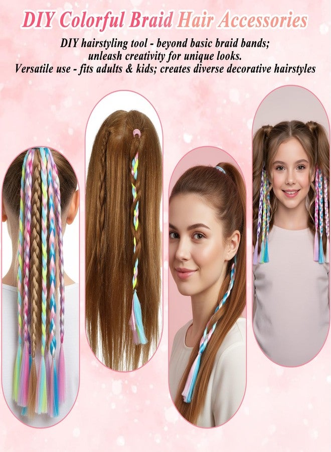 ValueBargain 6 Pcs Kids Hair Extensions for Girls, Braided Ponytail Extension, Elastic Tie-On Synthetic Ponytail Accessories for Girls, Daily Wear & Parties (Rainbow Colors) - Image 4